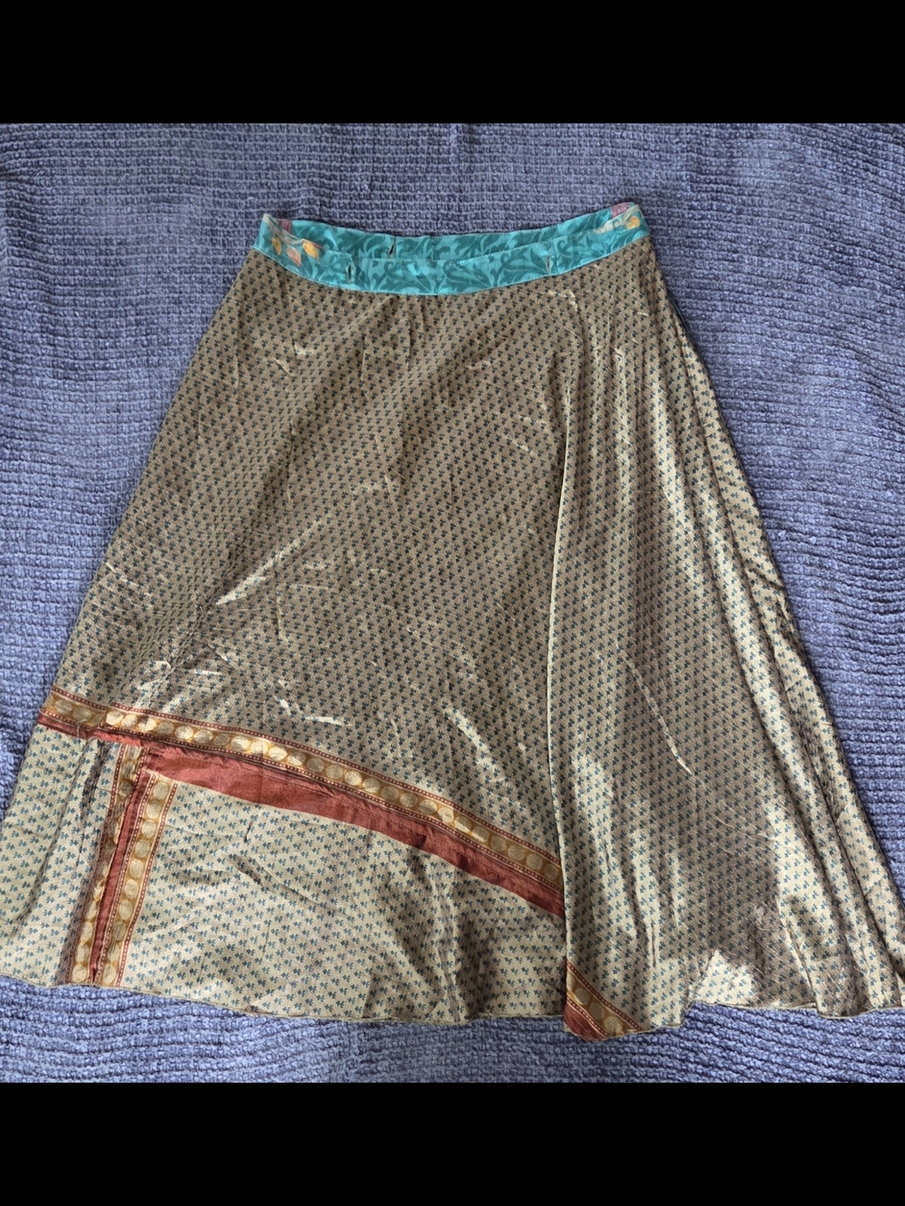 Reversible Silk Wrap Skirt Boho Festival Lightweight One Size - Picture 3 of 9